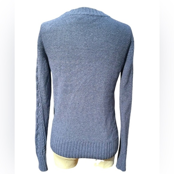 Toad & Co Cambridge Cable Crewneck sweater in denim blue, Extra Small, XS - Picture 8 of 13